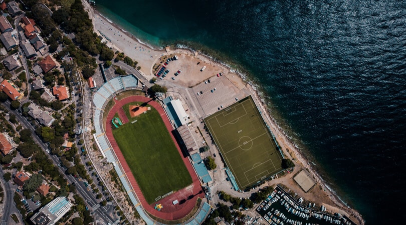 Stadium next to beach in Rijeka
