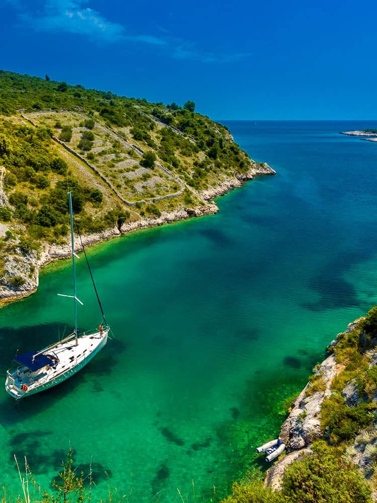 Boat going to open sea in Croatia