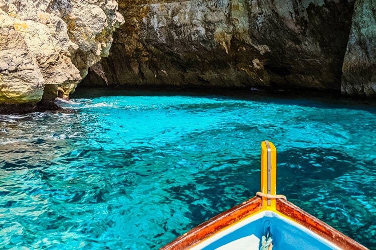 Boat at Blue Grotto entrance