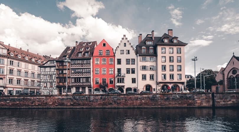 Houses next to river at Strasbourg in France
