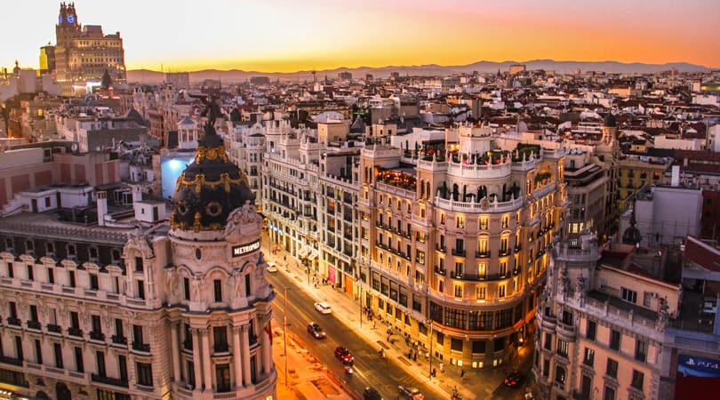 Air view of street in Madrid, Spain