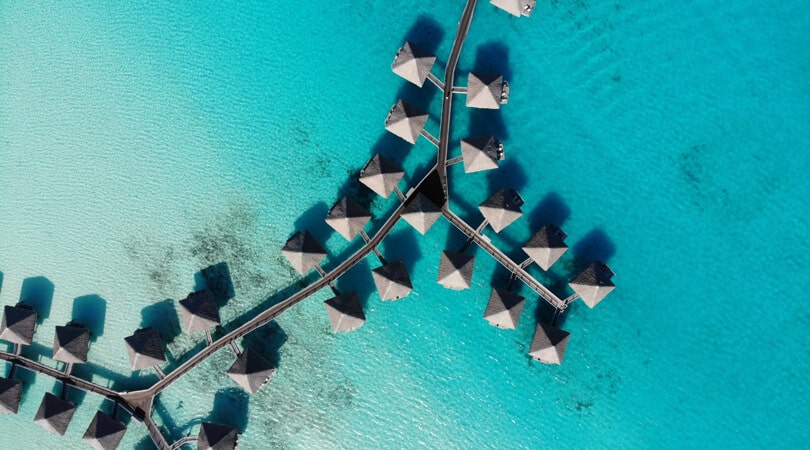 Houses on water in Bora Bora