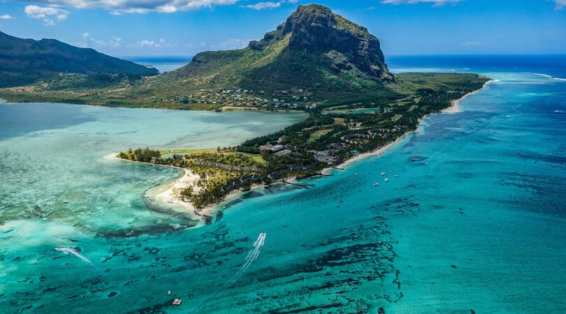 Aerial view of Island of Mauritius