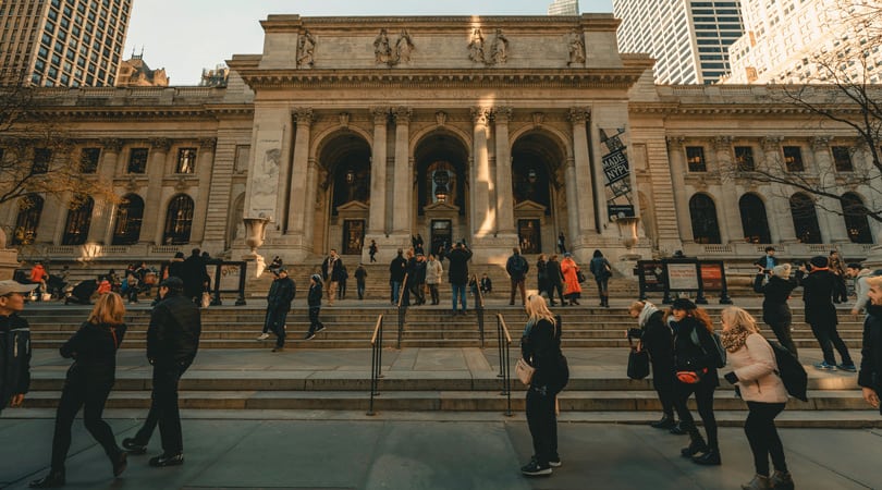 People outside of New York City Public Library