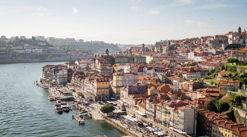 Houses on a coast of sea in Porto