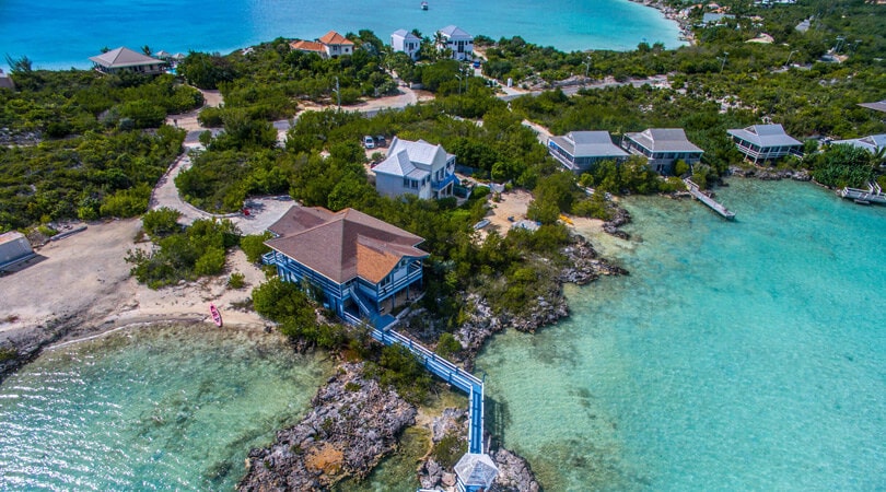 Houses on a coast of Turks and Caicos islands