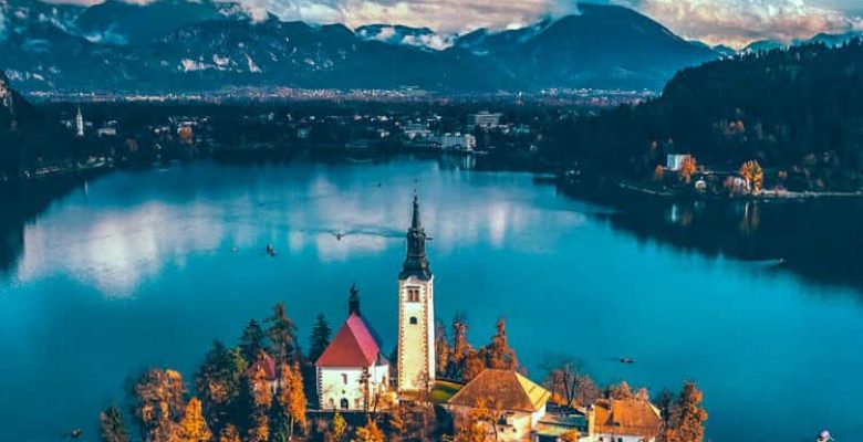 Aerial view of Bled Lake