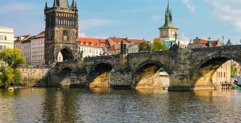 River view of Charles bridge in Prague
